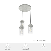 Devon Park 14.5-inch 3-light Brushed Nickel Round Pendant Cluster with Clear Glass