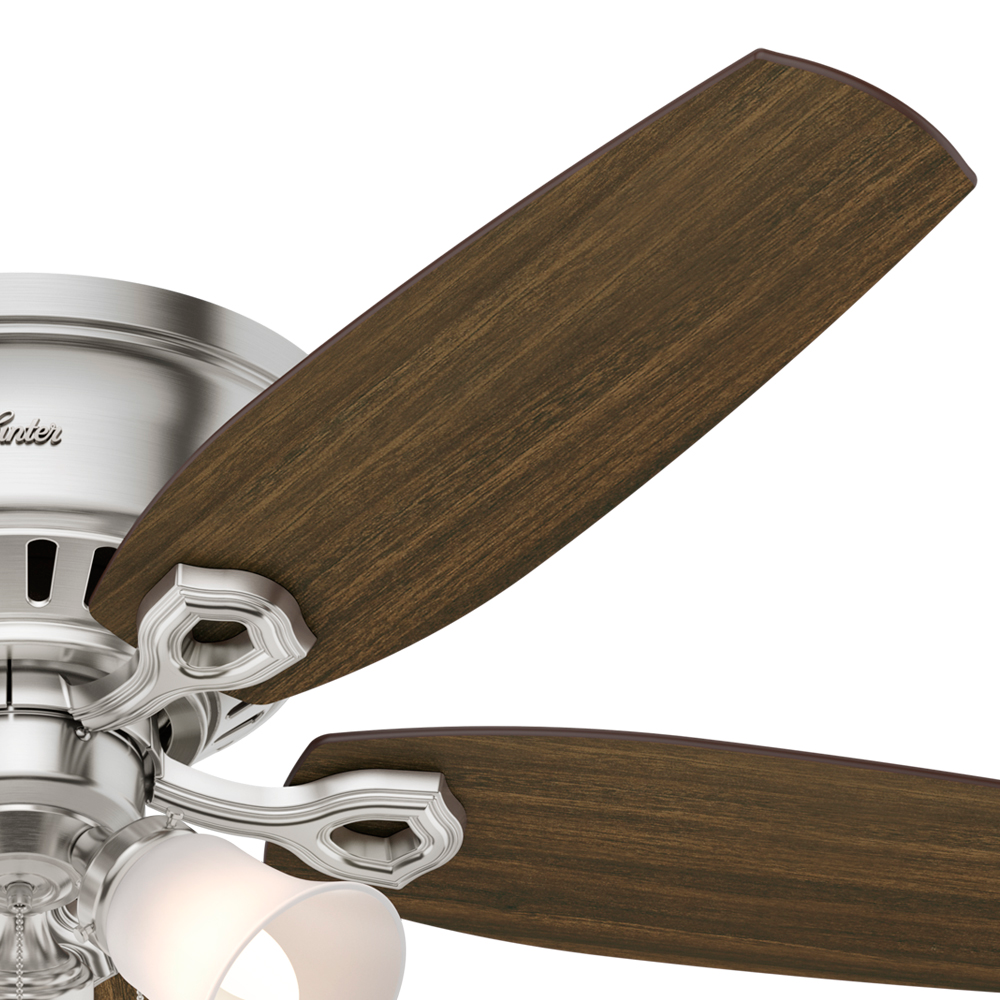 52 inch Builder Brushed Nickel Low Profile Ceiling Fan with LED Light Kit and Pull Chain