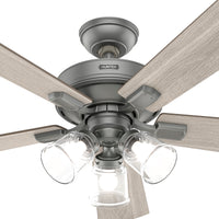 52 inch Crestfield Matte Silver Ceiling Fan with LED Light Kit and Handheld Remote