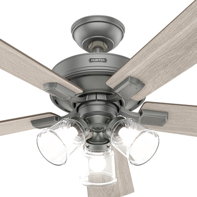 52 inch Crestfield Matte Silver Ceiling Fan with LED Light Kit and Handheld Remote