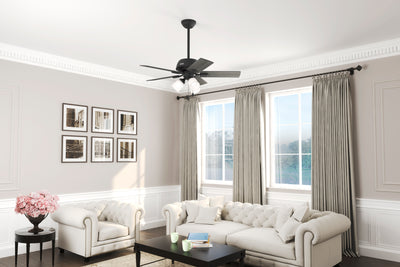 44 inch Crystal Peak Matte Black Ceiling Fan with LED Light Kit and Pull Chain