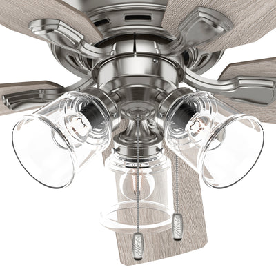 52 inch Rosner Brushed Nickel Ceiling Fan with LED Light Kit and Pull Chain