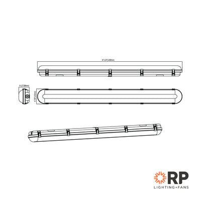 4-foot White Outdoor Linear Flush Mount with 3-CCT Selectable White