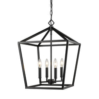 24'' Corona Matte Black 4 Light Pendant