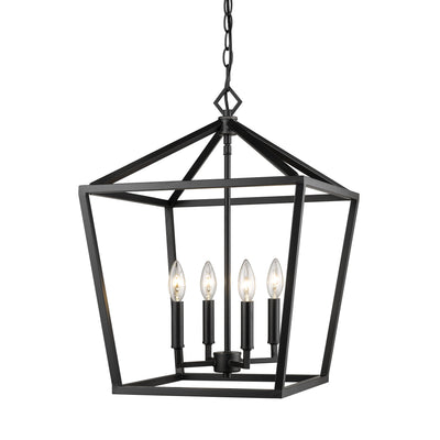 24'' Corona Matte Black 4 Light Pendant
