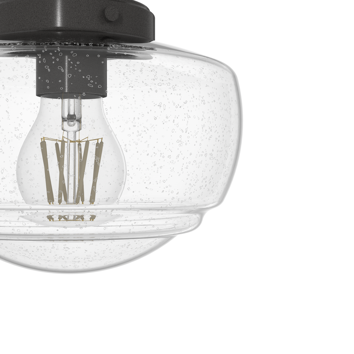 Saddle Creek 7.5-inch 1-light Noble Bronze Semi-Flush Mount with Seeded Glass