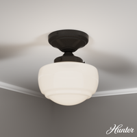 Saddle Creek 7.5-inch 1-light Noble Bronze Semi-Flush Mount with Cased White Glass