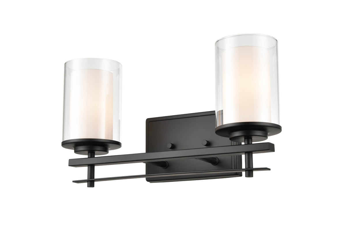 16'' Huderson Matte Black 2 Light Bath Vanity