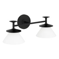Tremolo 20-inch 2-light Matte Black and Champagne Gold Vanity Light with Etched Opal Glass