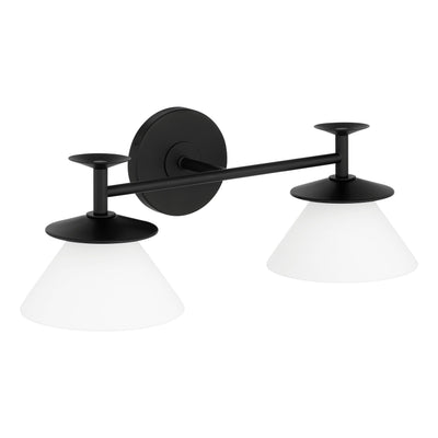 Tremolo 20-inch 2-light Matte Black and Champagne Gold Vanity Light with Etched Opal Glass