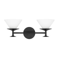 Tremolo 20-inch 2-light Matte Black and Champagne Gold Vanity Light with Etched Opal Glass