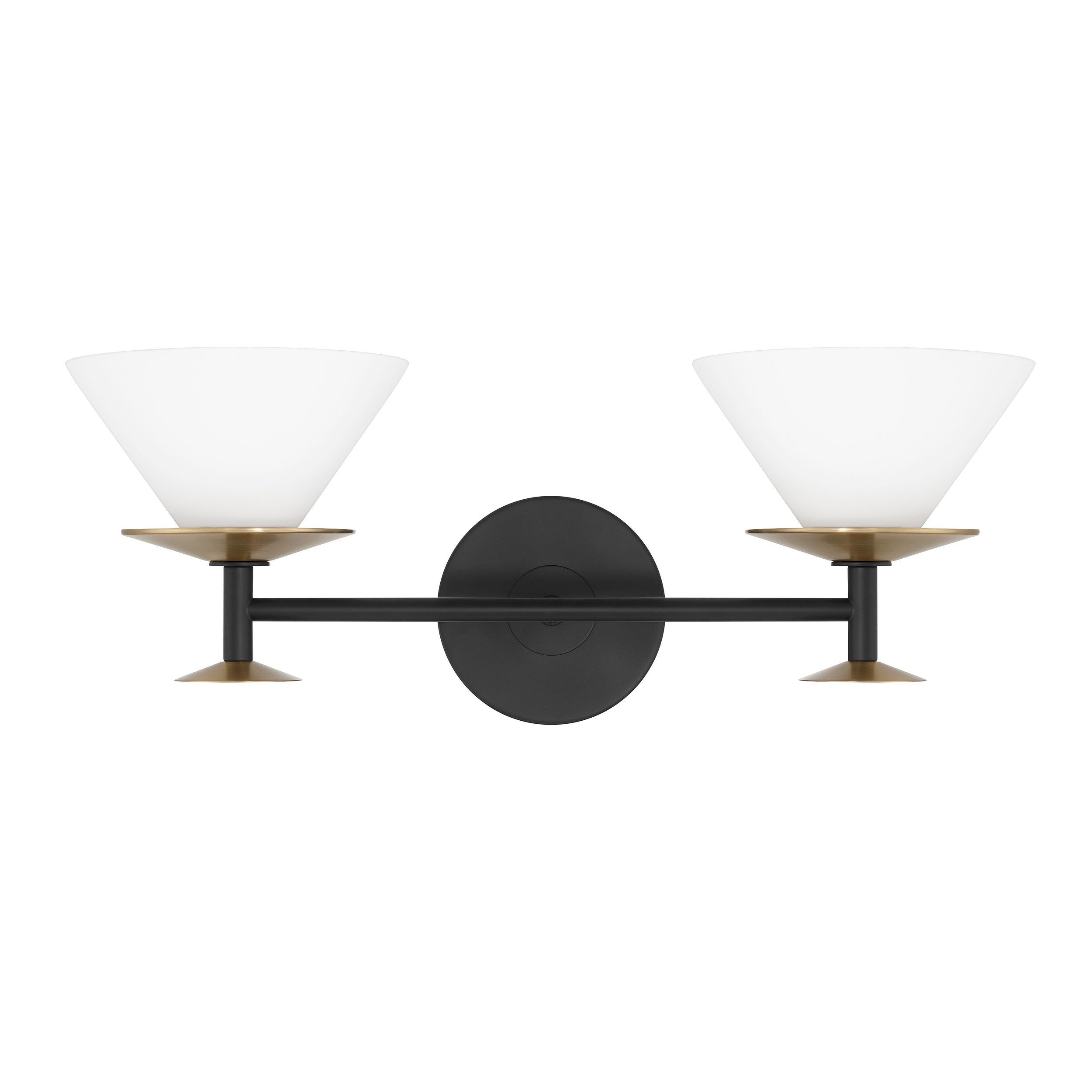 Tremolo 20-inch 2-light Matte Black and Champagne Gold Vanity Light with Etched Opal Glass
