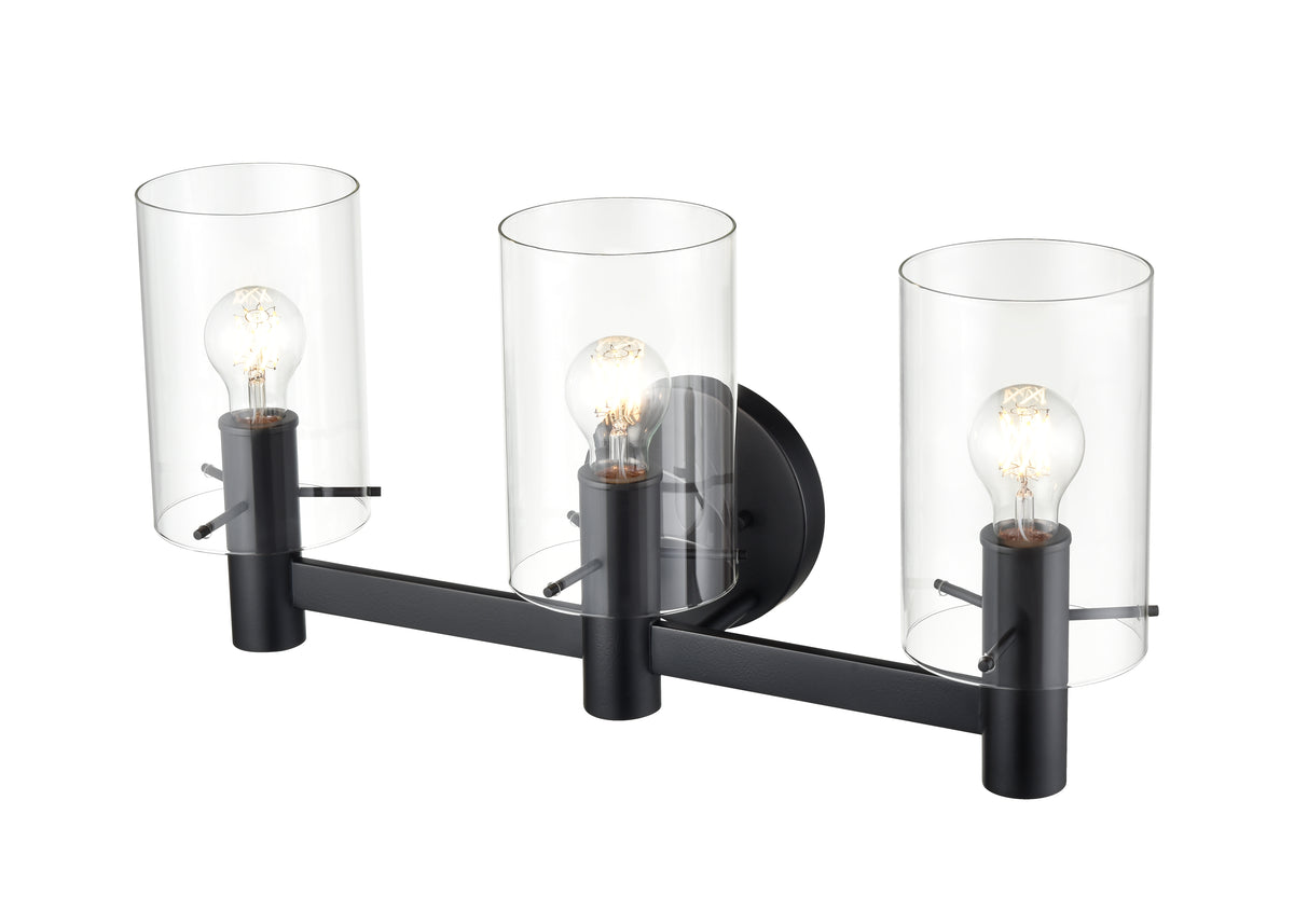 24'' Apolla Matte Black 3 Light Bath Vanity