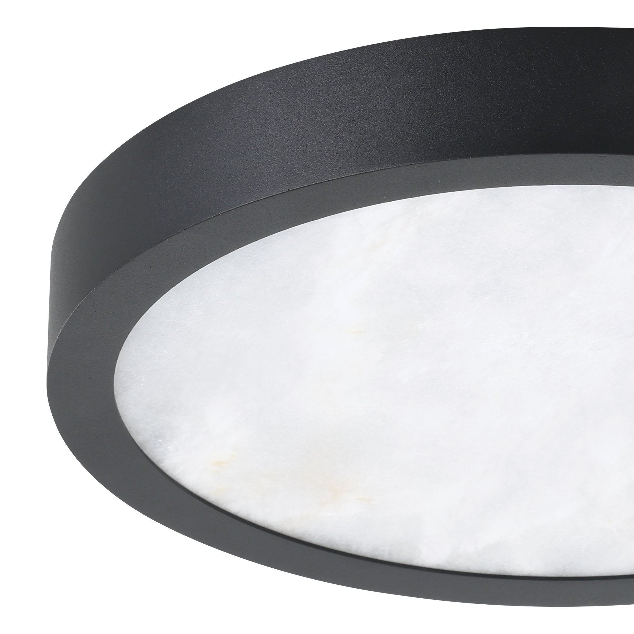 Argyle 12-inch Textured Black and Natural Alabaster 5CCT LED Flush Mount
