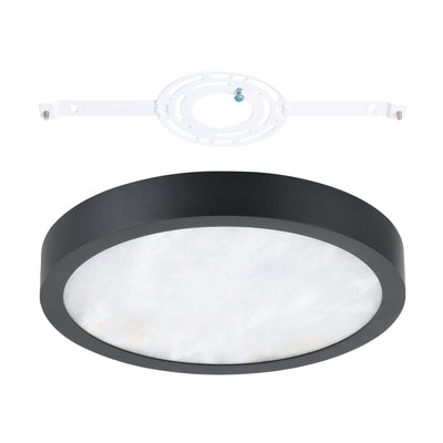 Argyle 12-inch Textured Black and Natural Alabaster 5CCT LED Flush Mount