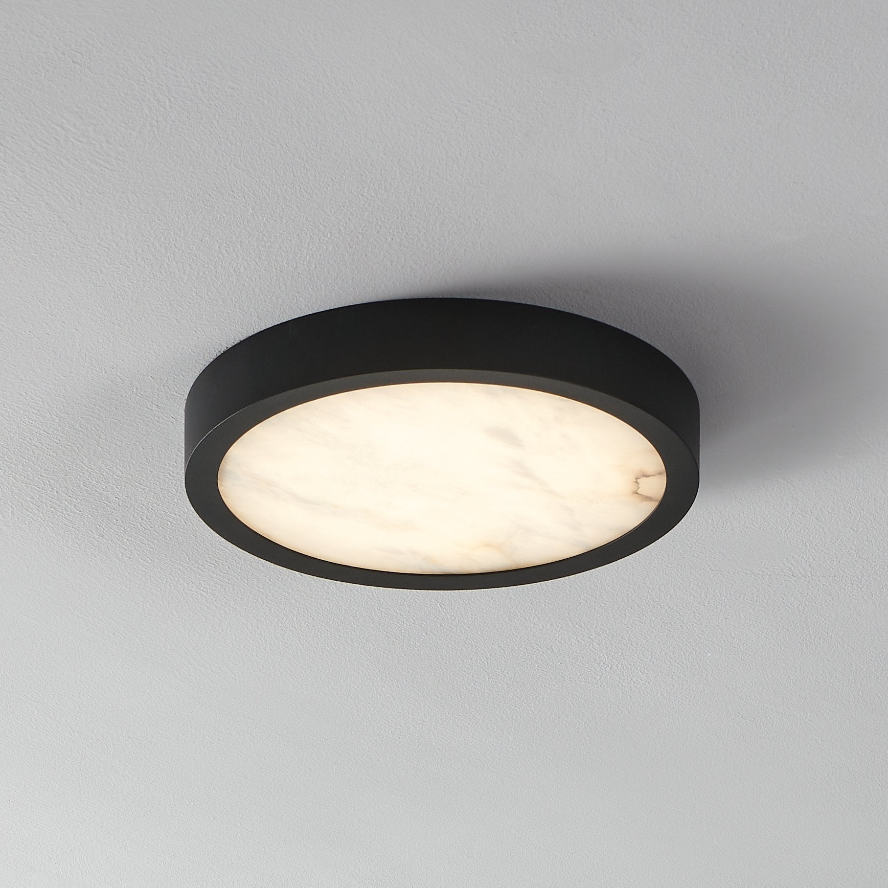 Argyle 12-inch Textured Black and Natural Alabaster 5CCT LED Flush Mount