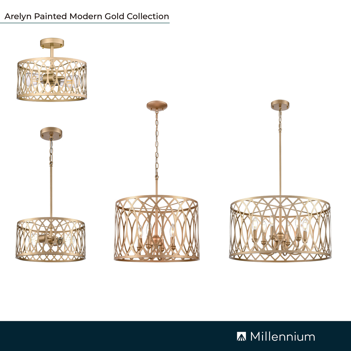 6.5'' Arelyn Painted Modern Gold 2 Light Pendant