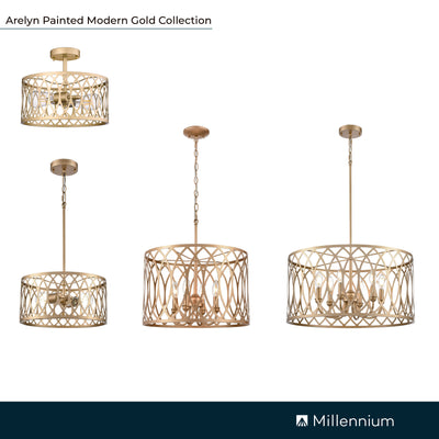 6.5'' Arelyn Painted Modern Gold 2 Light Pendant