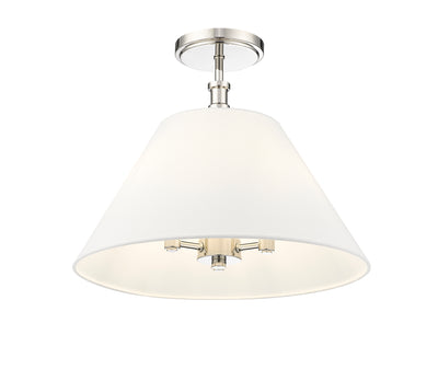 13.25'' Adorra Polished NickelWhite 3 Light Semi-Flush Mount
