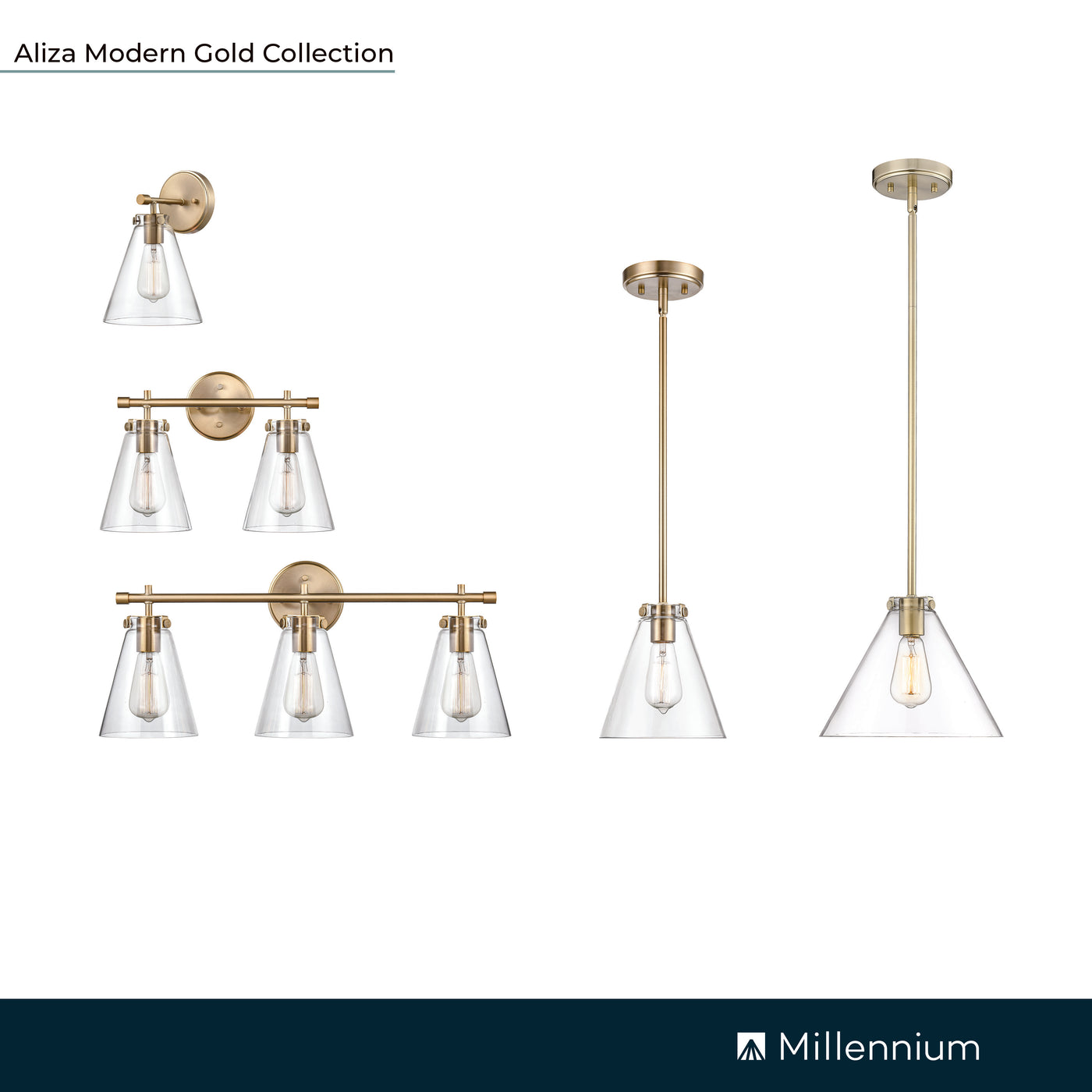 16'' Aliza Modern Gold 2 Light Bath Vanity