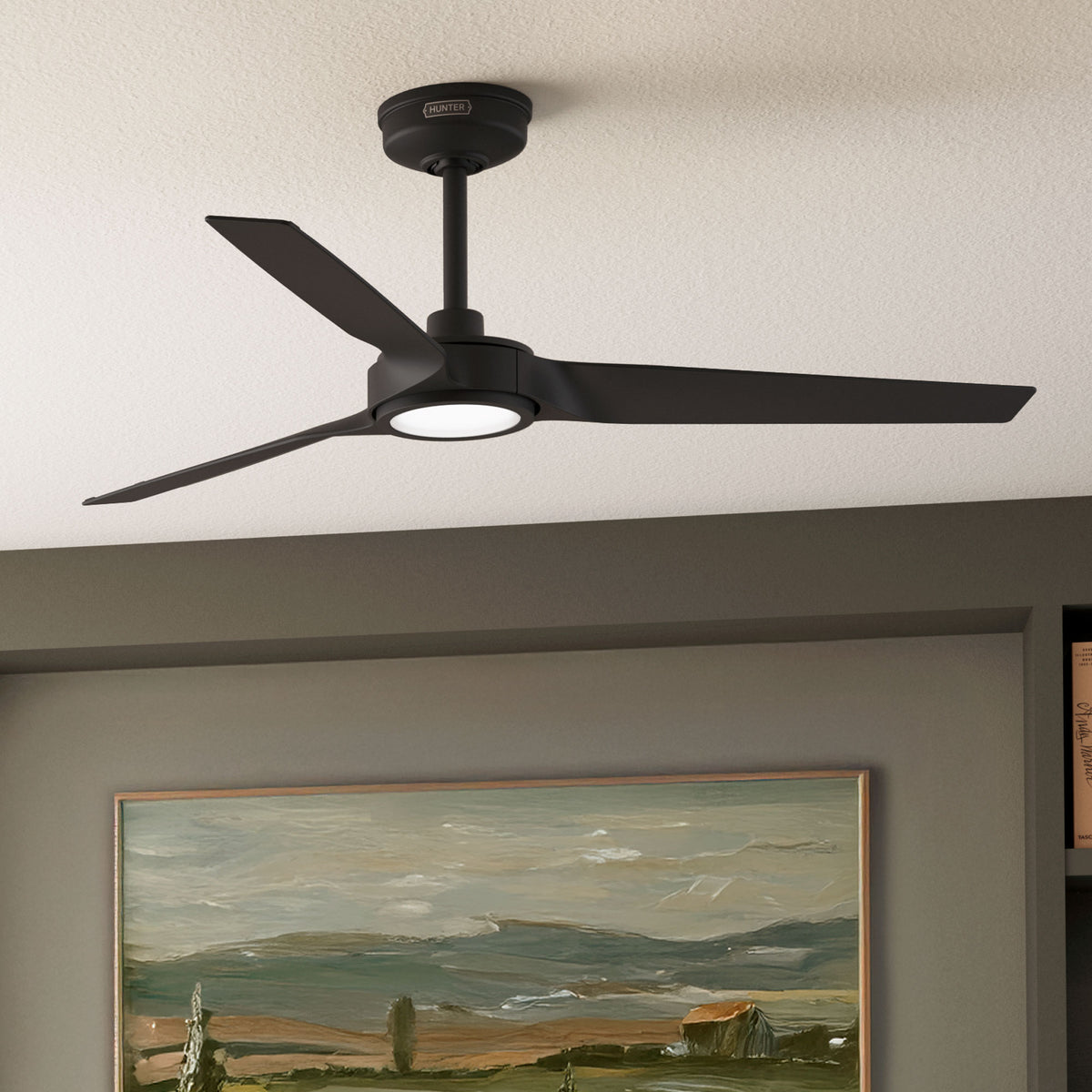 52 inch Zentech Wi-Fi ENERGY STAR® Matte Black Damp Rated Ceiling Fan with LED Light Kit and Remote
