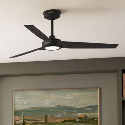 52 inch Zentech Wi-Fi ENERGY STAR® Matte Black Damp Rated Ceiling Fan with LED Light Kit and Remote