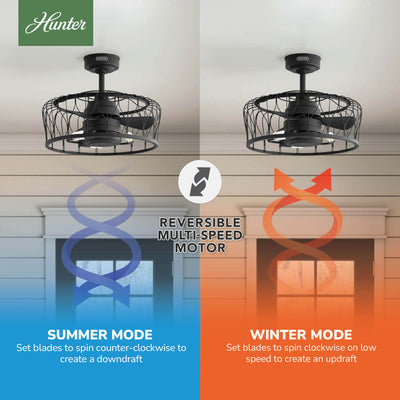 20 inch Rotonda Matte Black Ceiling Fan with LED Light Kit and Handheld Remote