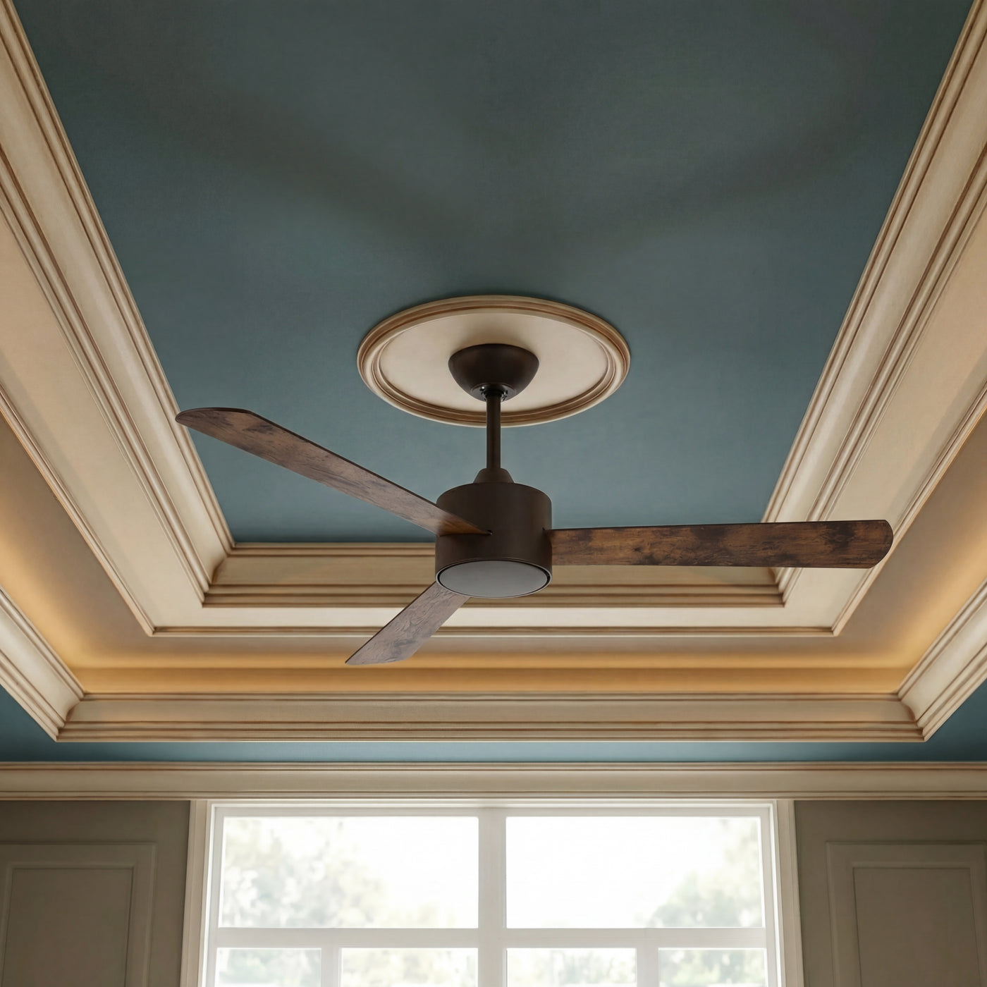 52 Inch DC Black Fan with Reversible Black Oak Blades and Remote
