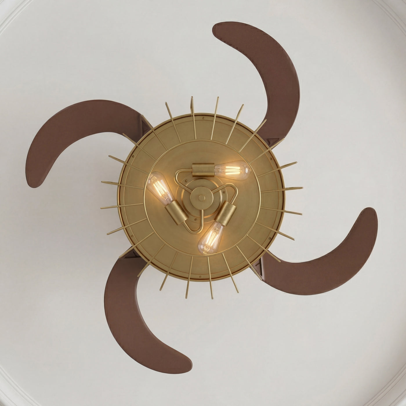 48 Inch Antique Gold Retractable Blade Ceiling Fan