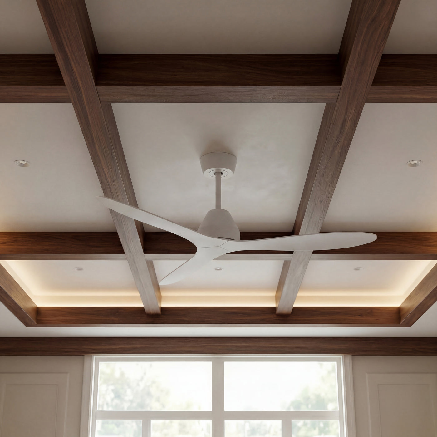 56 Inch DC WiFi Indoor Outdoor Smart Fan in White with Remote