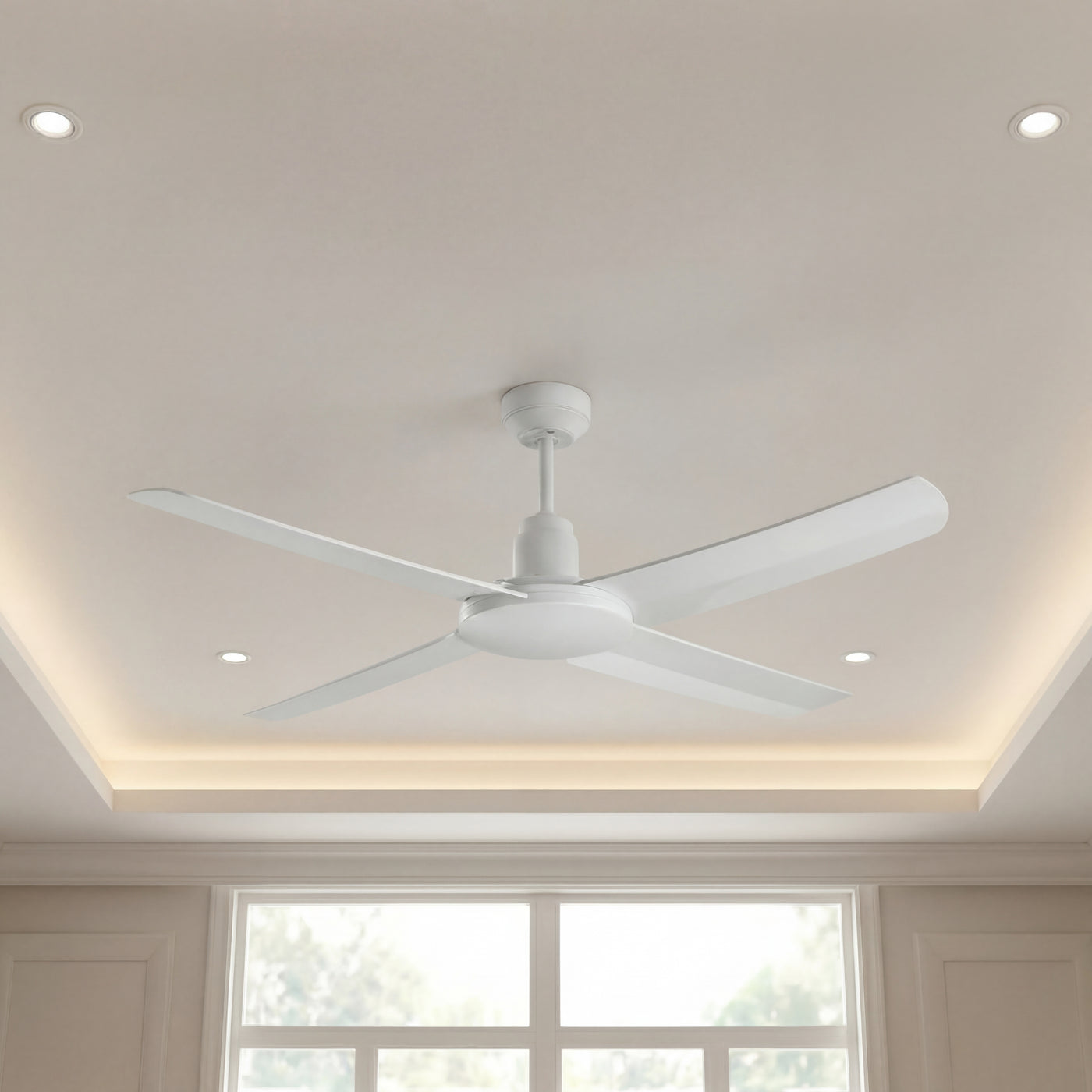 52 Inch IP55 Wet Rated White Fan with Remote