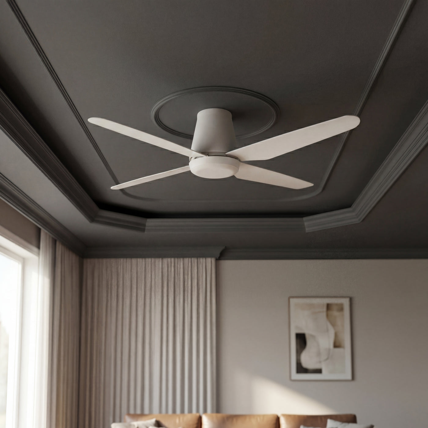 Aria Hugger 52 Inch White Fan with 1 Light and Remote