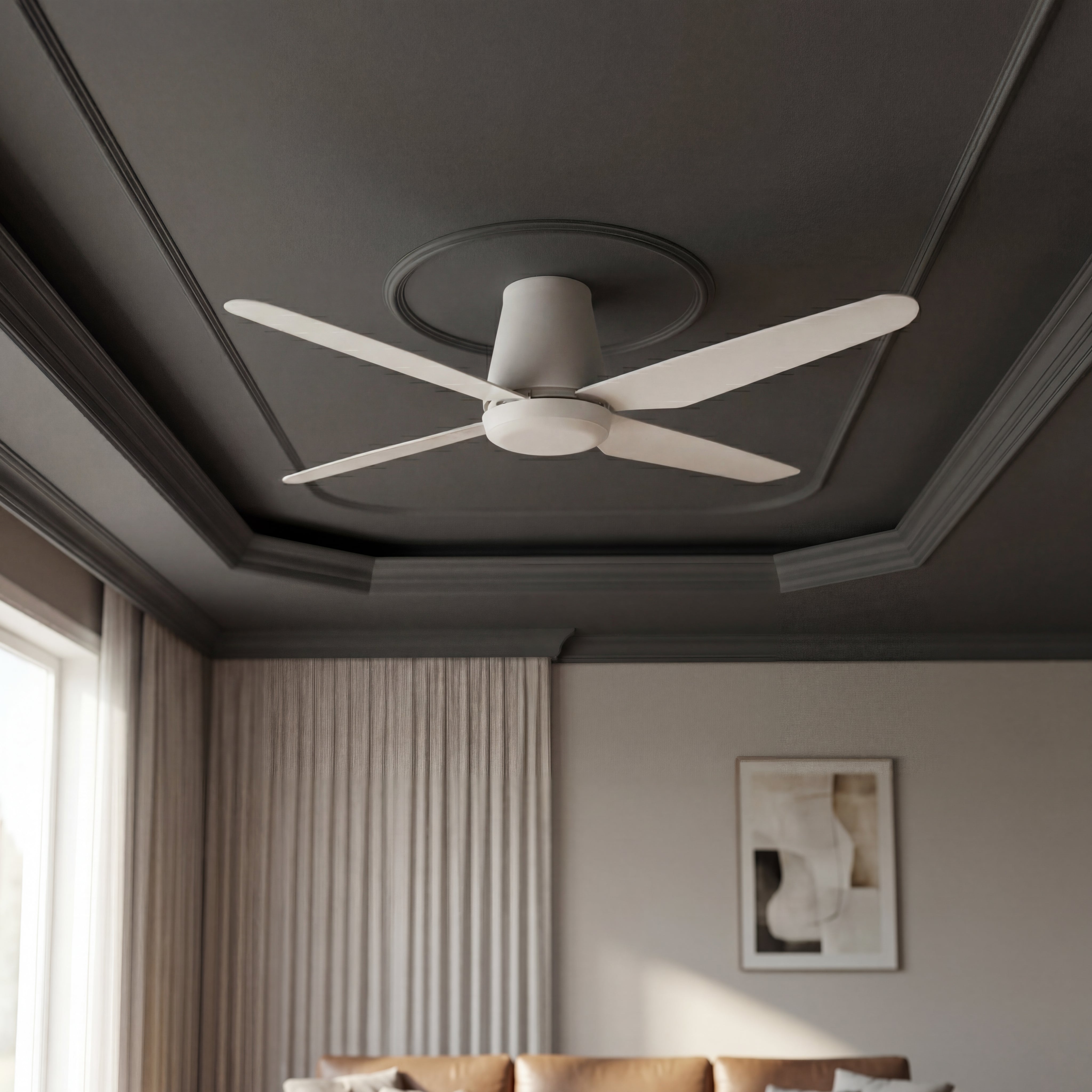 Aria Hugger 52 Inch White Fan with 1 Light and Remote