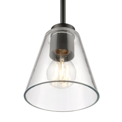 5.75-inch Strayhan Matte Black 1-Light Clear Glass Pendant Light