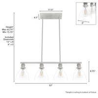 Van Nuys 32-inch 4-light Brushed Nickel Linear Chandelier with Clear Glass