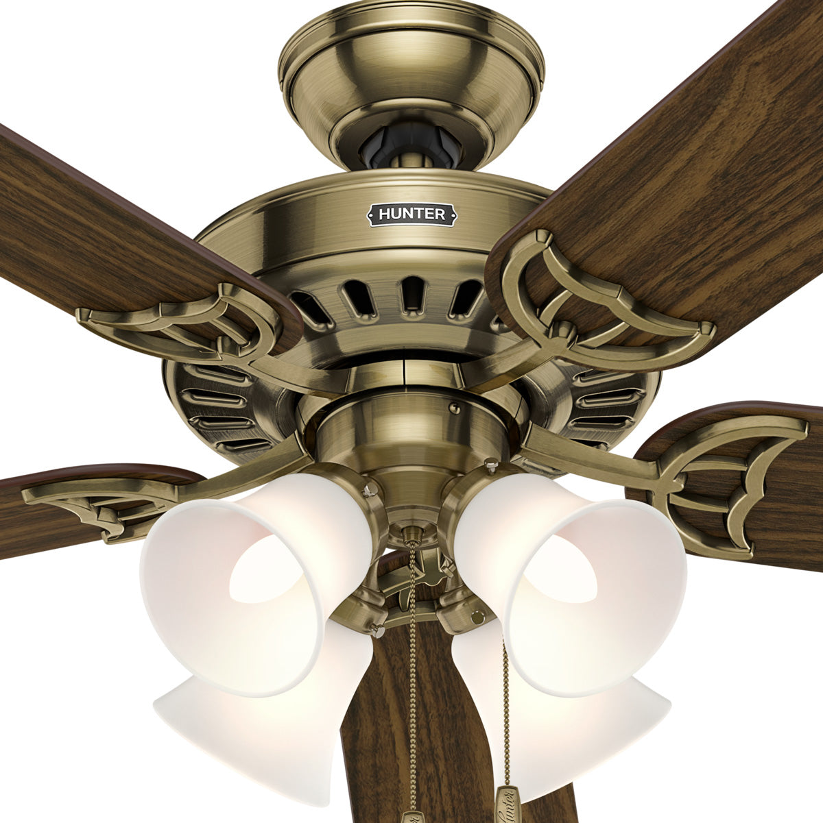 52 inch Studio Series Antique Brass Ceiling Fan with LED Light Kit and Pull Chain