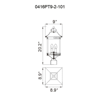 Cleveland 2 Light Black Outdoor Lantern Head