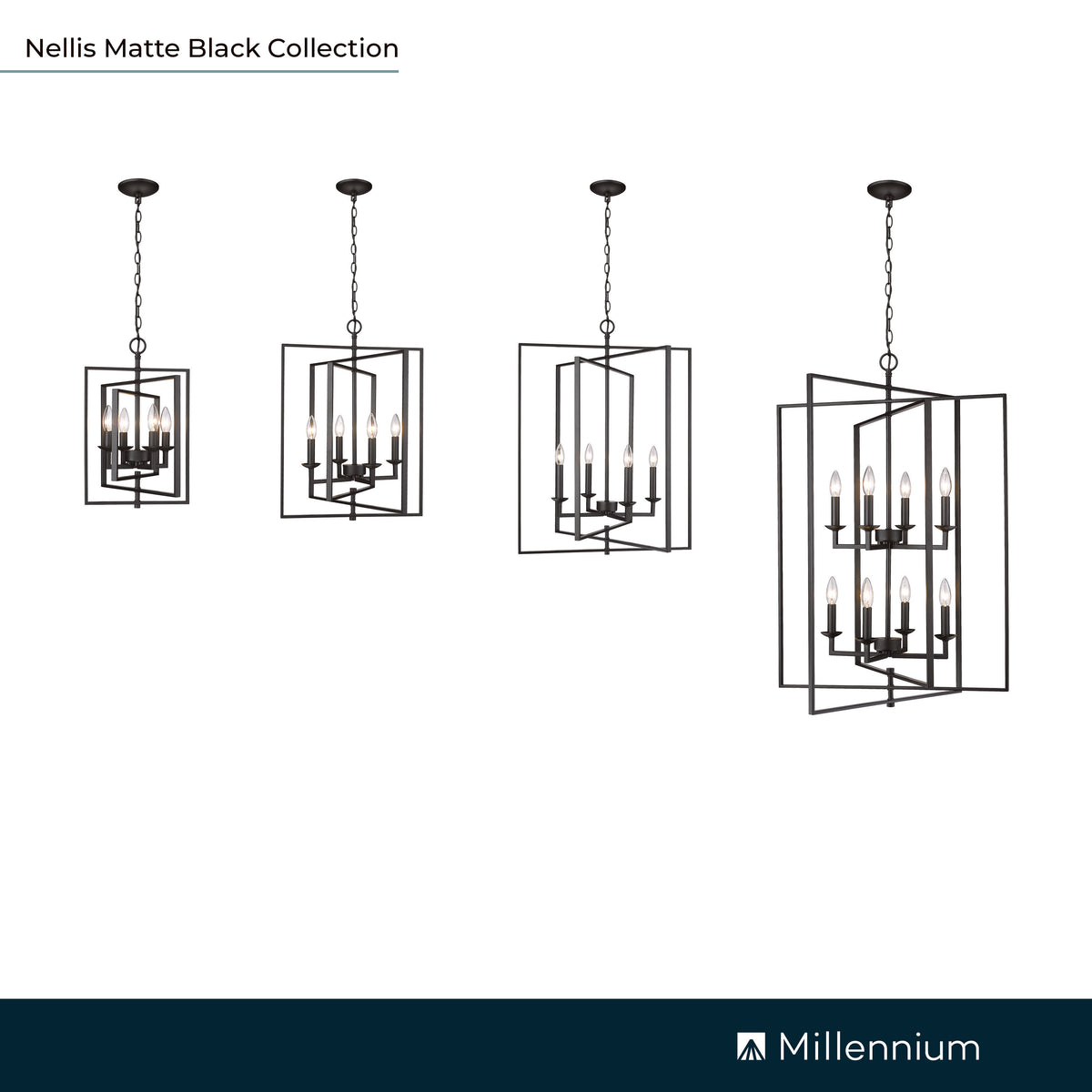 36'' Nellis Matte Black 8 Light Pendant