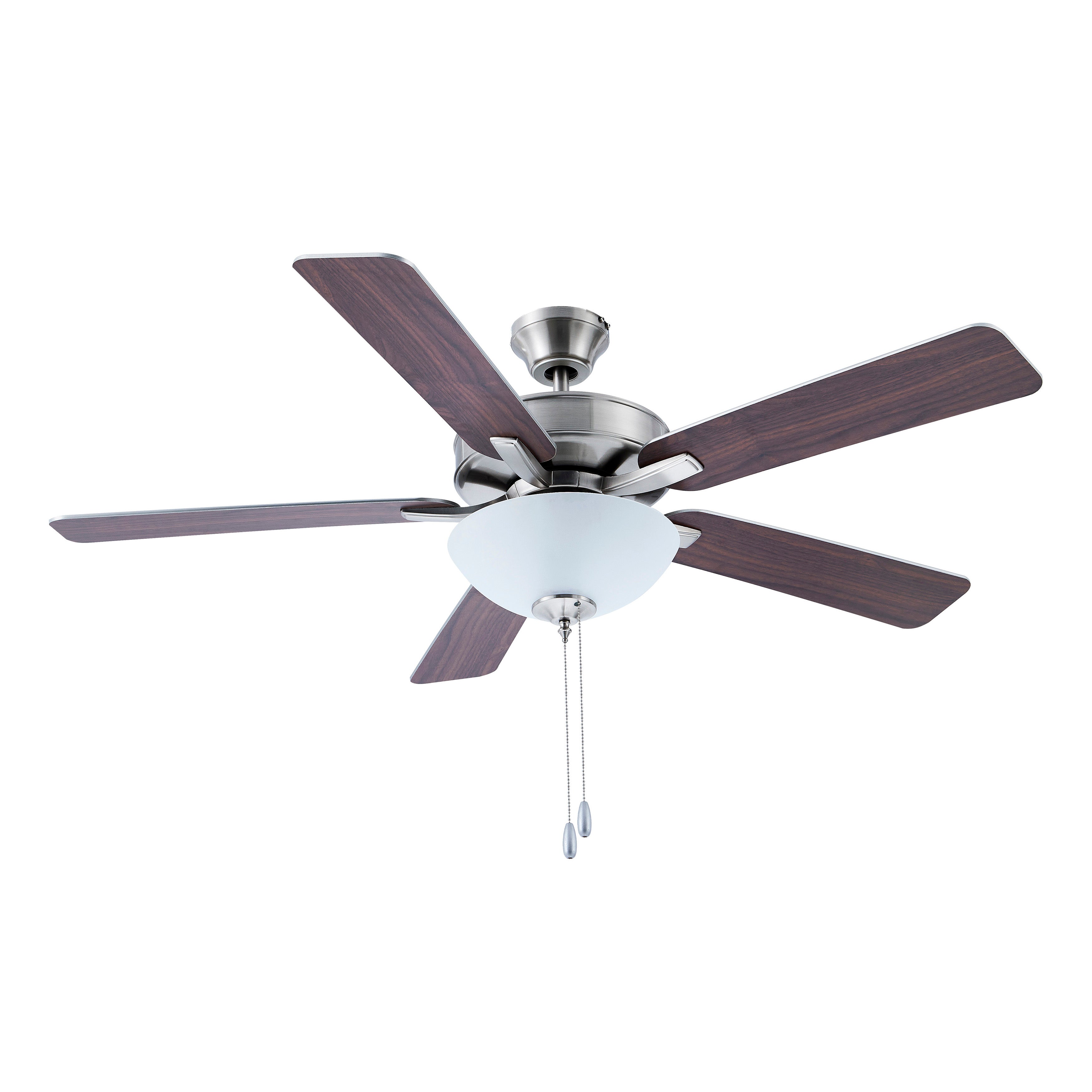 52 Inch Kintrel AC Brushed Nickel Indoor Ceiling Fan 5-Blade 2 Lights Reversible