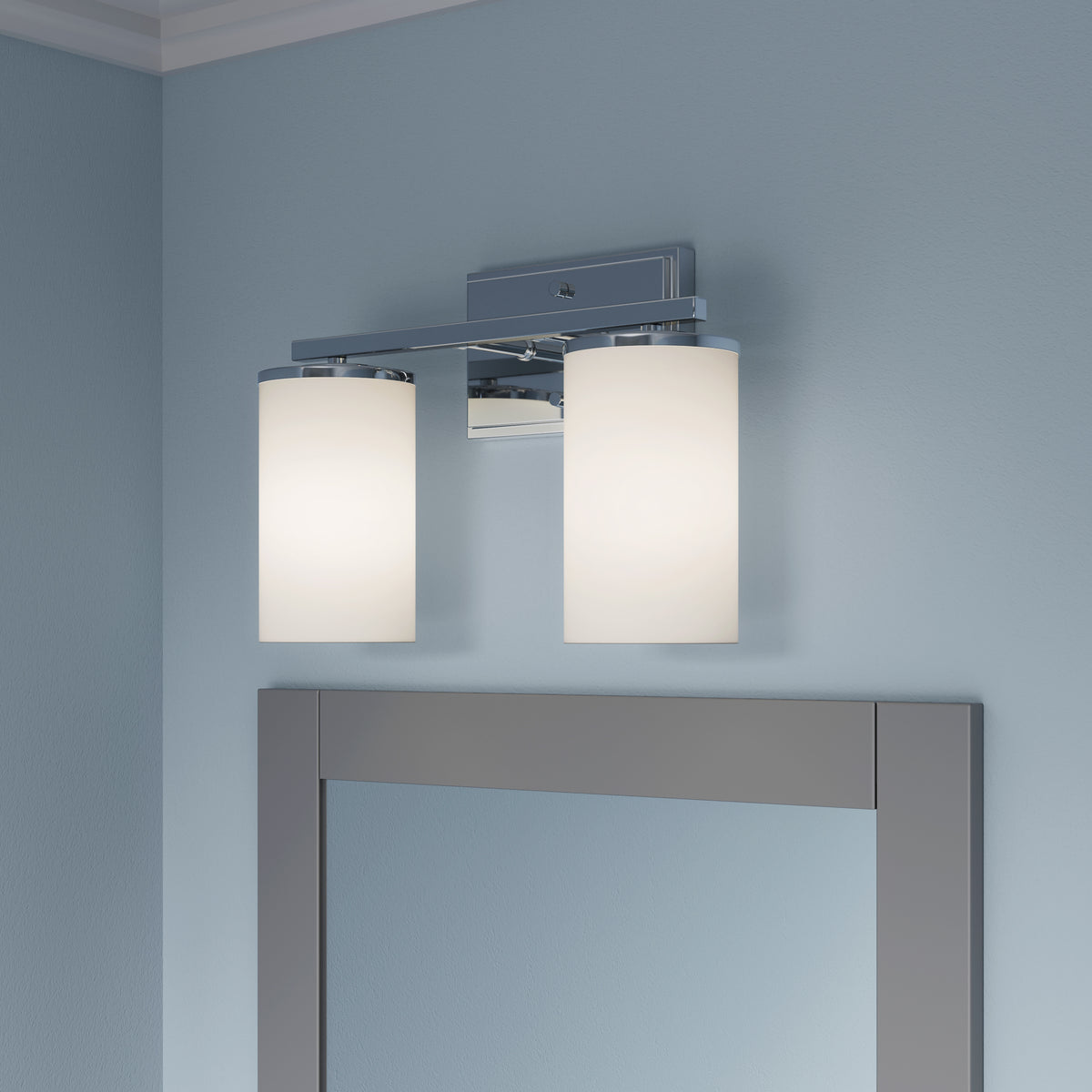 14-inch Verlana Chrome 2-Light Etched White Glass Bathroom Vanity Light