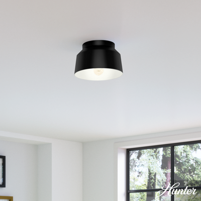 Cranbrook 11.5-inch 1-light Matte Black Flush Mount Ceiling Light with Metal Shade
