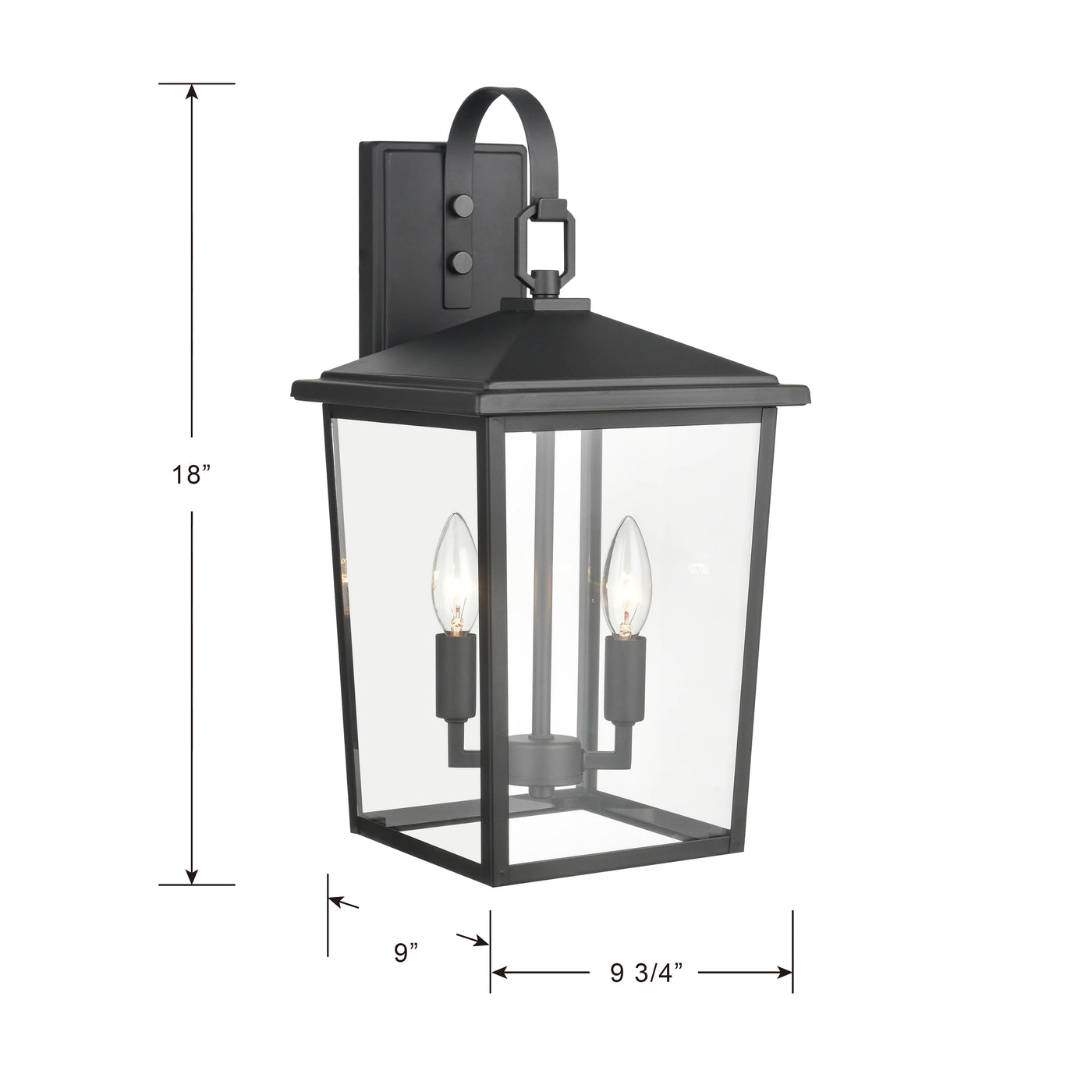 9'' Fetterton Powder Coated Black 2 Light Wall Sconce