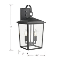 9'' Fetterton Powder Coated Black 2 Light Wall Sconce