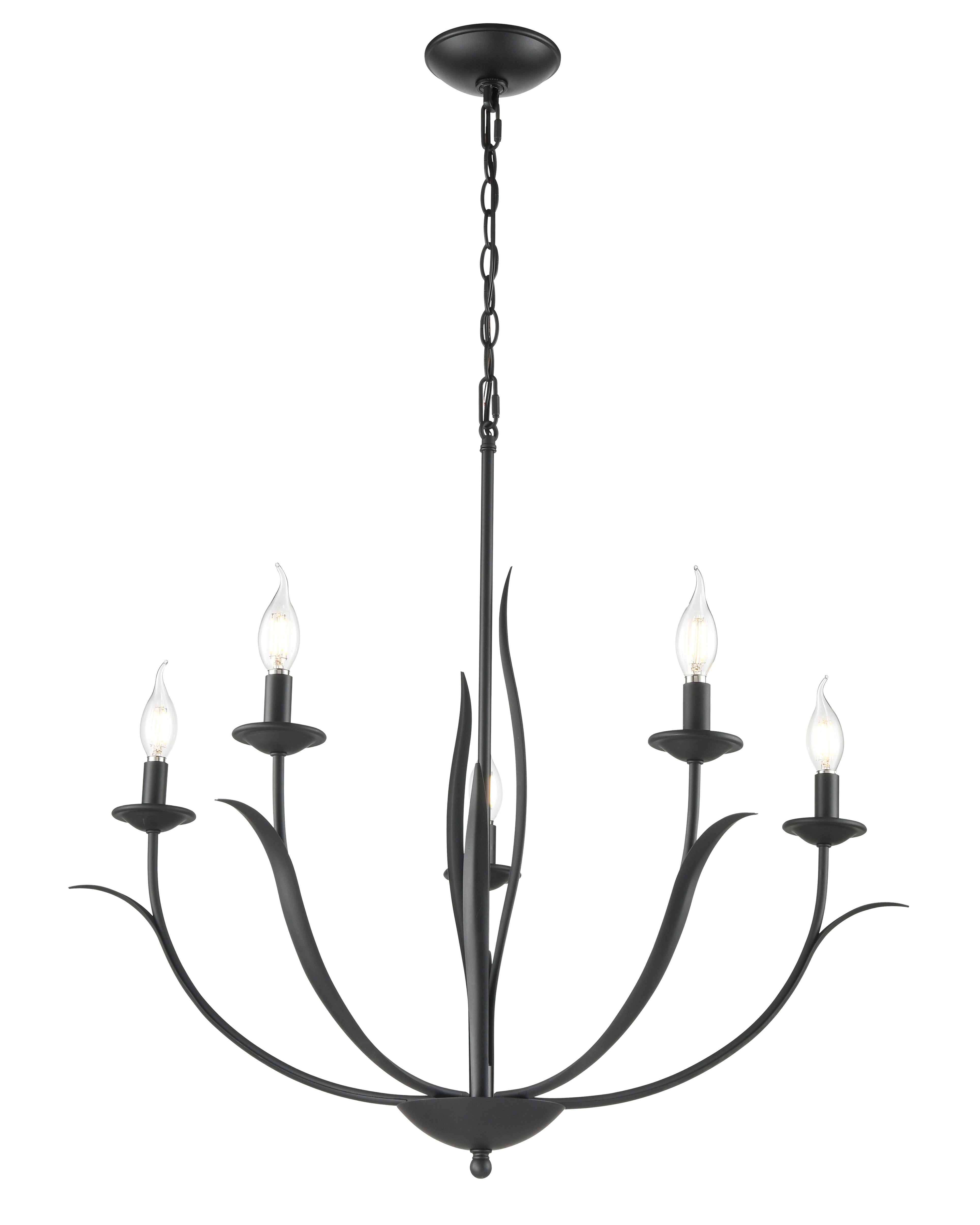 26.5'' Charlize Matte Black 5 Light Chandelier