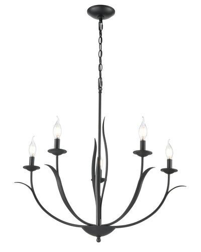 26.5'' Charlize Matte Black 5 Light Chandelier