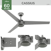 60 inch Cassius ENERGY STAR® Matte Silver Damp Rated Ceiling Fan and Wall Control