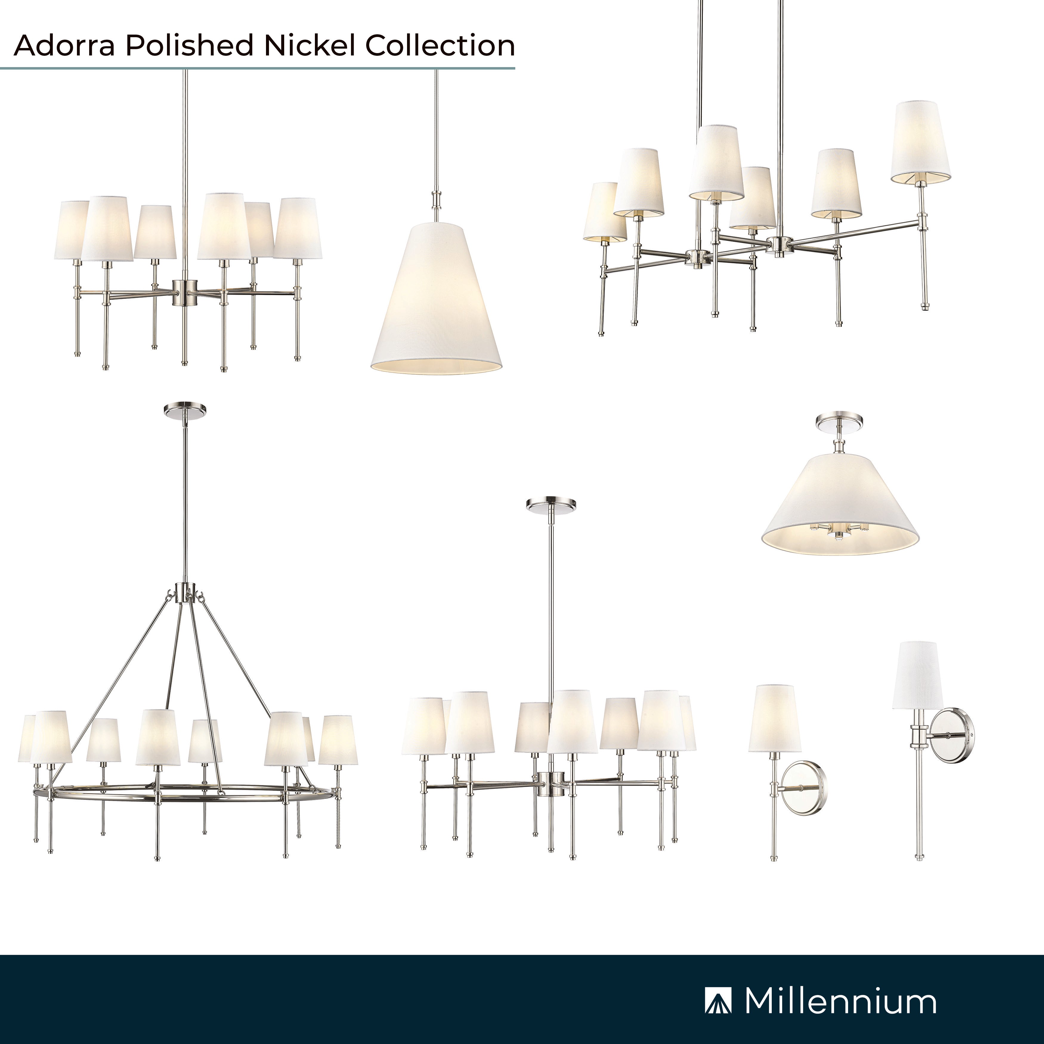 31.5'' Adorra Polished Nickel 8 Light Chandelier