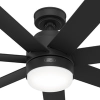 52 inch Brazos ENERGY STAR® Matte Black Damp Rated Ceiling Fan with LED Light Kit and Handheld Remote