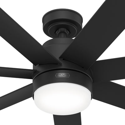 52 inch Brazos ENERGY STAR® Matte Black Damp Rated Ceiling Fan with LED Light Kit and Handheld Remote