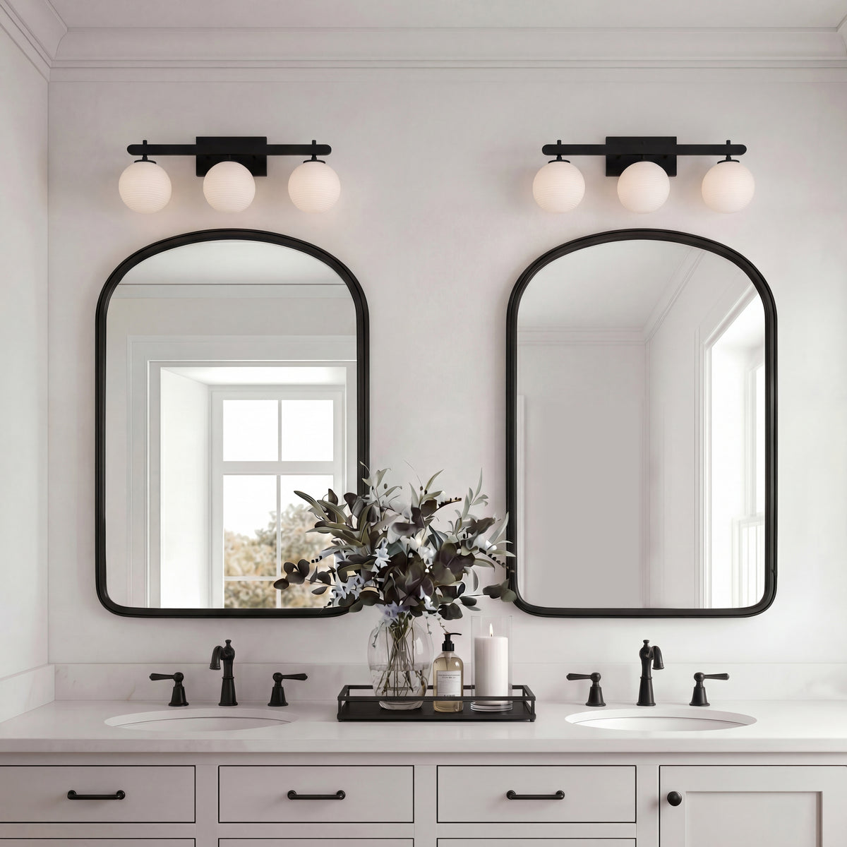 26'' Coretta Matte Black 3 Light Bath Vanity